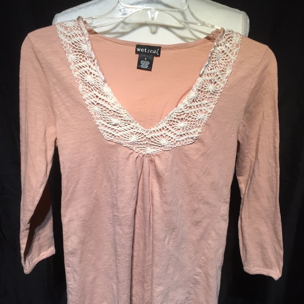 Wet seal peach and cream top, long sleeves